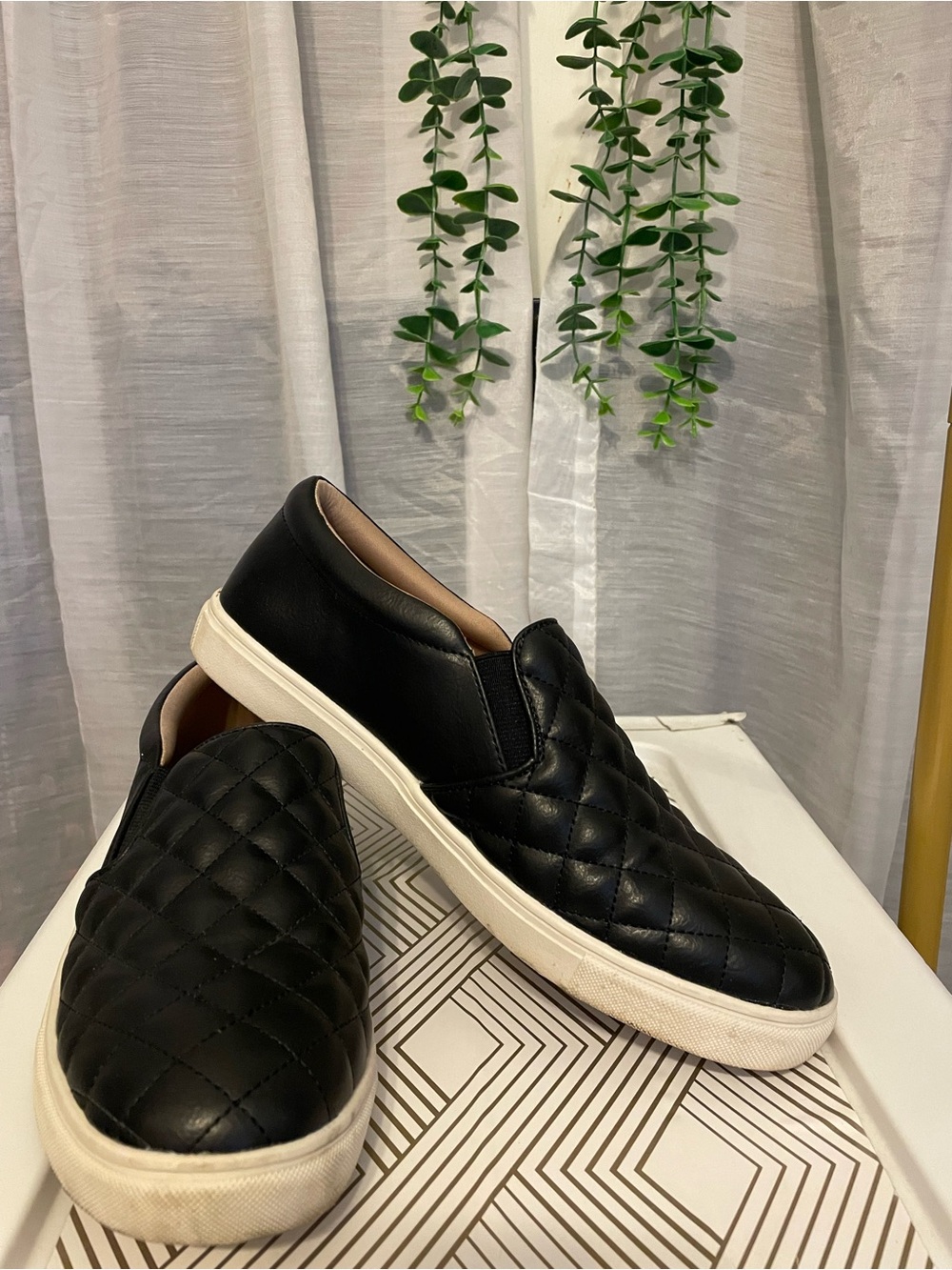 a new day Black Quilted Slip-On Sneakers